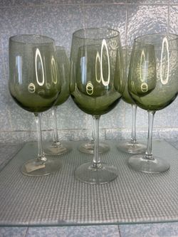Wine Goblets 6 , Large Size, Green.