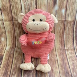 Animal Adventure Coral Monkey Plush Holding a Heart  XOXO Stuffed Animal 2015