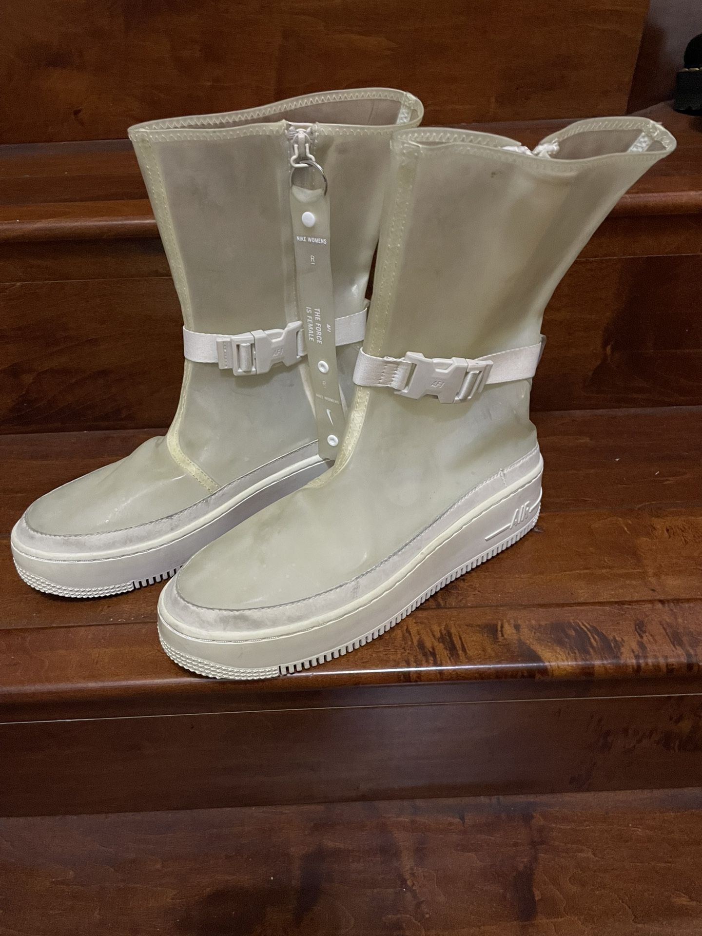 NIKE Air Force 1 Clear PHANTOM WHITE RAIN BOOTS WOMEN' Size 10.5