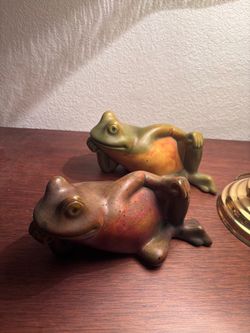 Ceramic Frog Figurines Set of Two