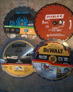 Lot of 4 Circular Saw Blades 7-1/4"