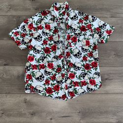 Men’s Skull & Rose Button Up