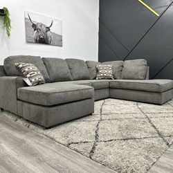 New Signature Ashely Gray Sectional Couch 