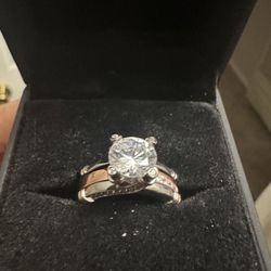 Two Piece Rose Gold Diamond Wedding Ring 
