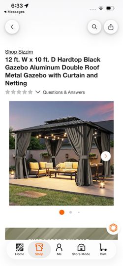 12x10 ft Hardtop Black Aluminum Double Roof Gazebo