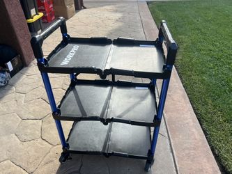 WORKPRO 3-Tier Collapsible Service Cart, 210 LBS Foldable with Wheels Aluminum