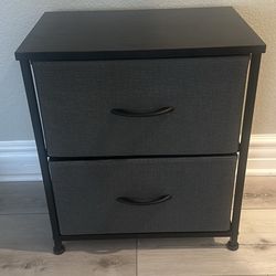 Night Stand, w/ 2 Fabric Drawers, Wood Top, Steel Frame