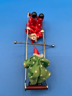 Mini clown figurine 7in metal & cloth doll