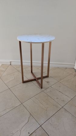 Round Marble Top Side Table Rose Gold Copper Base