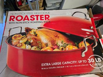 Extra Large Red Roaster with Rack - Fits up to 30 LB Turkey
DesExtra Large Red Roaster with Rack - Fits up to 30 LB Turkey