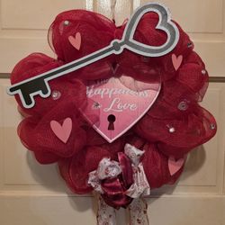 Handmade Red Deco Mesh Valentine's Day Wreath 