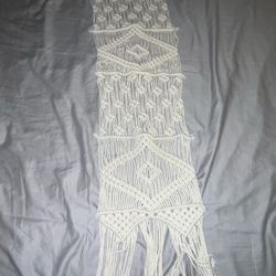 Table Runner Knit Knotted Ivory Rope 64x12