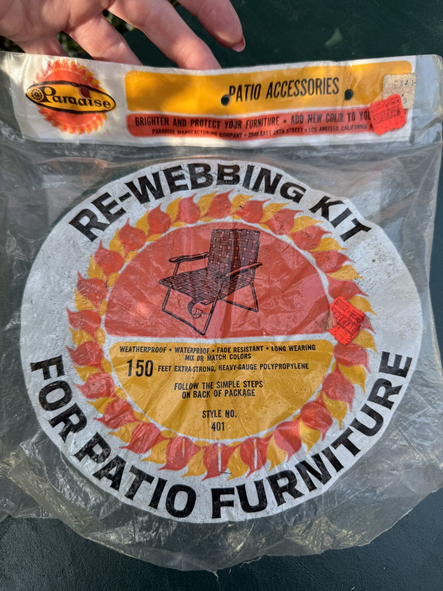 New Green & White webbing for vintage patio furniture