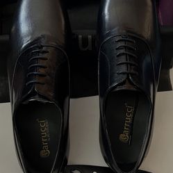 Carrucci Black Leather Oxford Flat Dress Shoes Men's Size 11