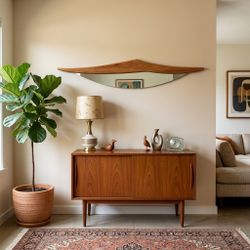 Rare 1970s Pacific Northwest Studio Craft Wall Mirror by Jay Younger Mid Century
