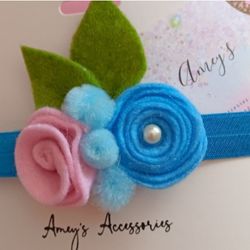 Blue and Pink Floral Headband