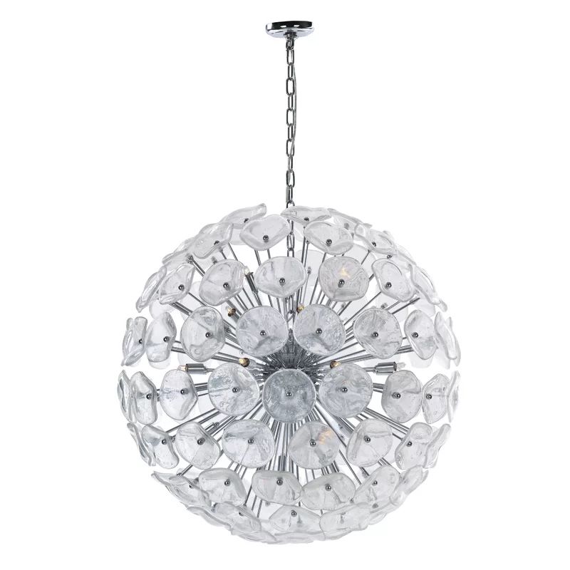 Polished Chrome Asherton 20 - Light Dimmable Globe Chandelier. 20'' H X 20'' W X 20'' D MSRP $3297. Our price $1169 + sales tax 