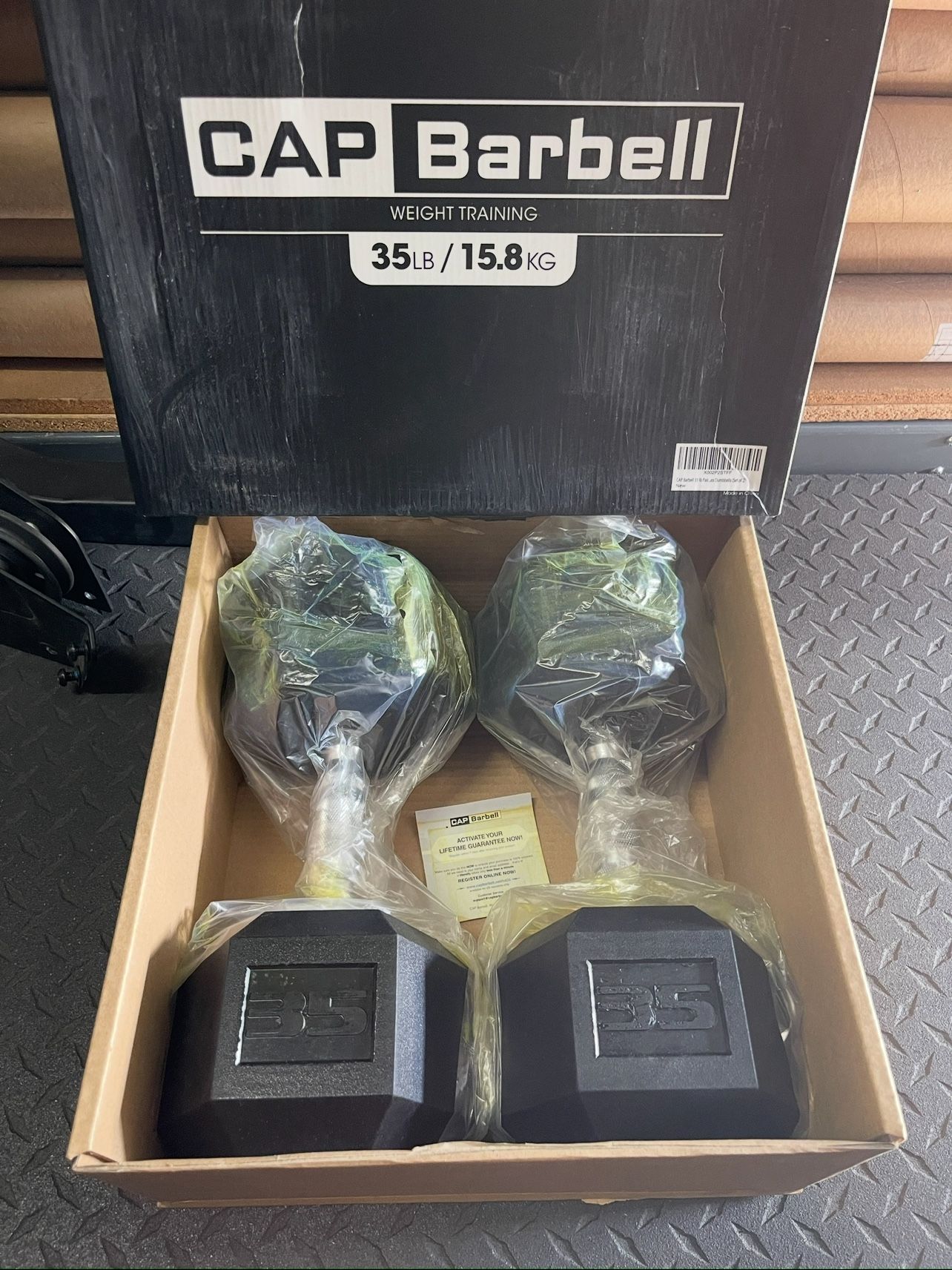 35lbs CAP Hex Rubber Dumbbell Weights…. (Brand New) Home Gym Fitness….