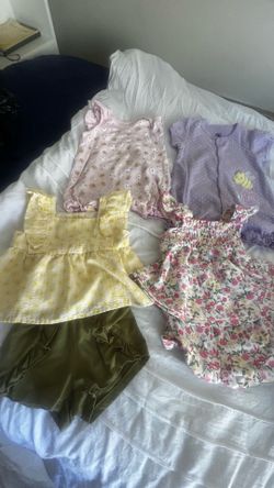 Baby Girls Floral & Pastel Romper Bundle - Yellow, Pink, Purple, Olive