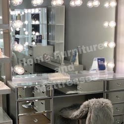 Glam Vanity All Beveled Mirror XL Hollywood Frameless Mirror LED Lights Makeup Table✨New
