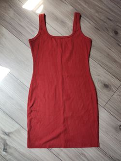 Orange bodycon mini dress