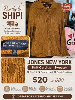 Jones New York Knit Cardigan Sweater Size 3X