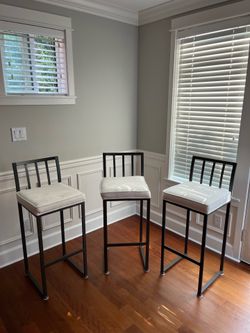 Set of 3 Johnston Casuals Contemporary Metal Bar Stools – Made in USA