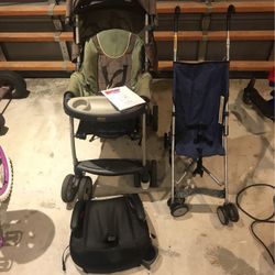2 Single Strollers And Booster Seat