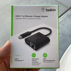 Belkin USB C To Ethernet Plus Charge Adapter