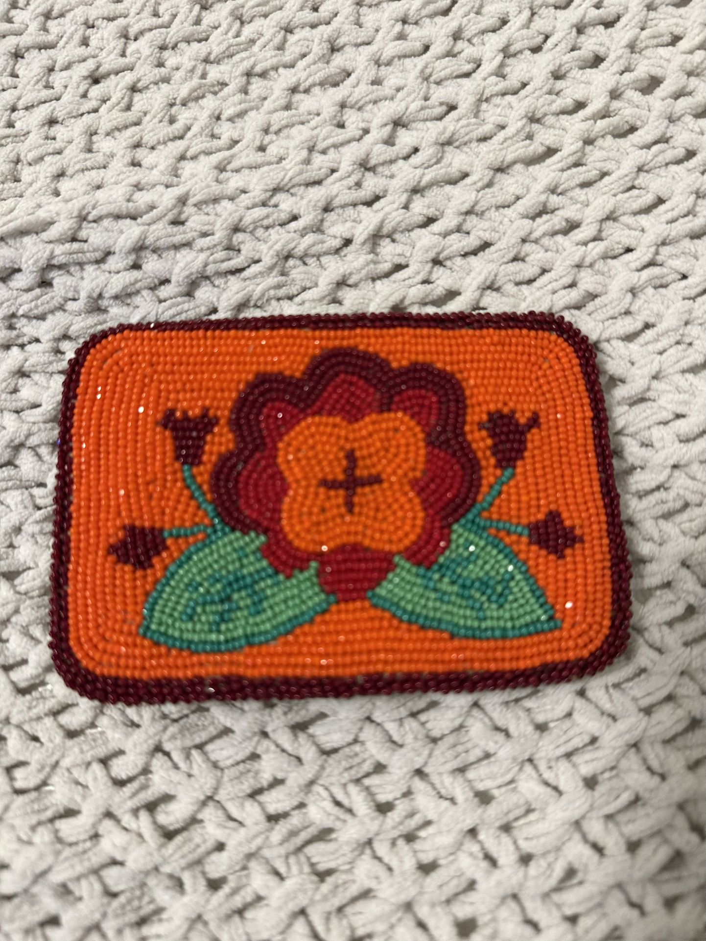 Vintage Native American Handmade Beaded Belt Buckle 1970s 80s