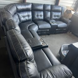 Leather Black Recliner Couch 