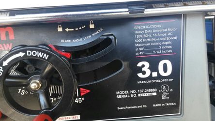 CRAFTSMAN 10 in TABLE SAW. Heavy Duty Universal Motor. 3 0.Model