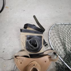 Vintage Fishing Net and Waist Belt Rod Holders