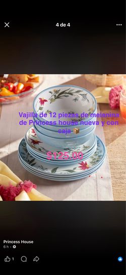 Vajilla de melanina de 12 piezas 👉 princess house todo nuevo y con caja 📦