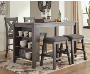 Counter Height Dining Table Set  with 4-barstools Stools