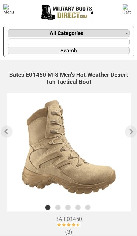 Bates E01450 M-8 Men's Hot Weather Desert Tan Tactical Boot

