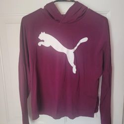 PUMA Womens  Purple Long Sleeves Hooded Soft Pullover Hoodie Top