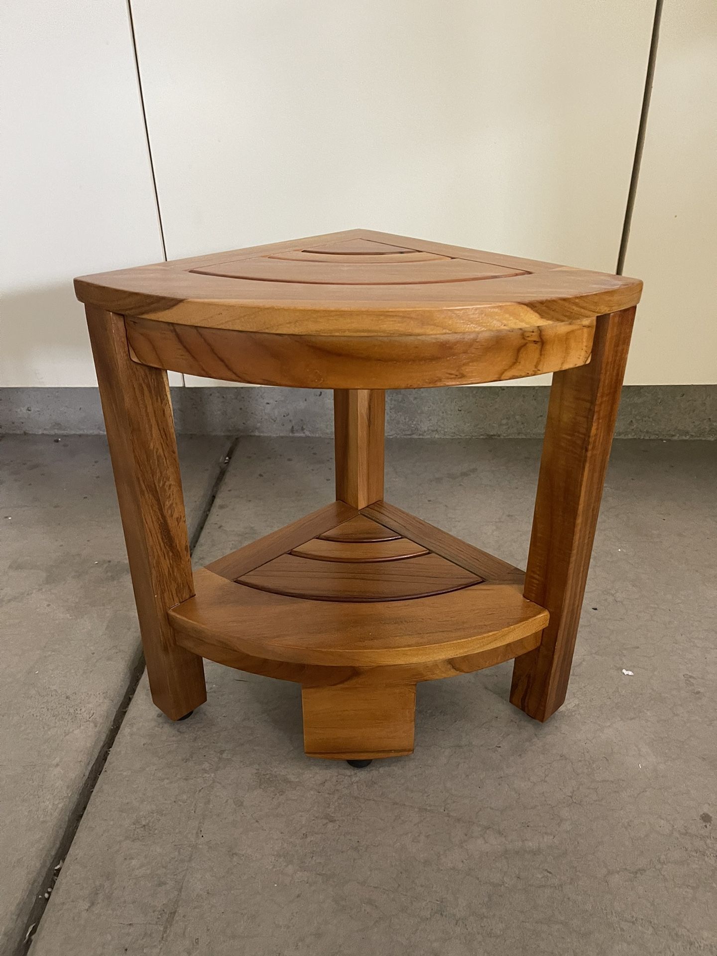 Teak Corner Bench with Shelf