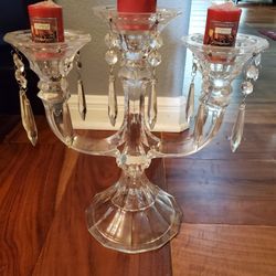 3 arm crystal candle holder