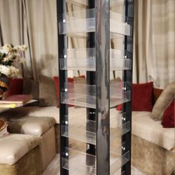 Commercial Rotating Display Spinner Rack (Wood/Acrylic) 70" Tall – 28 Pocket Retail Floor Stand

