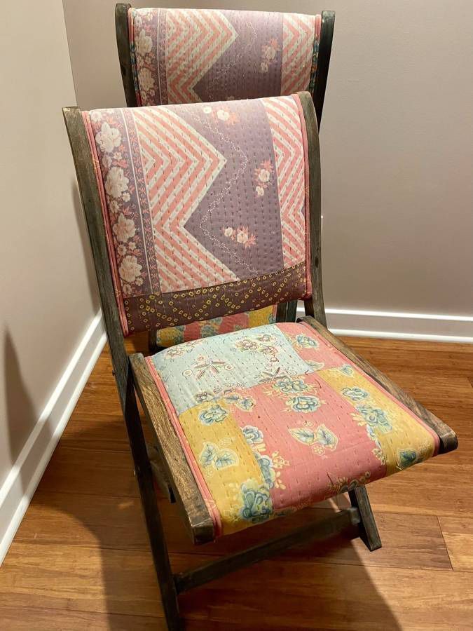 Anthropologie Terai Folding Upholstered Chair Boho Home Decor ~ 3 AVAILABLE