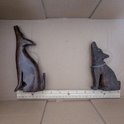 Hand Carved Wooden Wolves Vintage