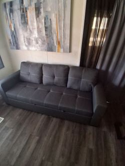 Gray Tufted Fabric Sofa Sleeper