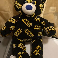 Like New - Build-A-Bear Workshop Plush Star Wars Print 16" Teddy Bear Stuffed Rare Logo