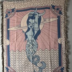 Valfre Woven Blanket Tapestry Capricorn Zodiac Astrology Siren Mermaid