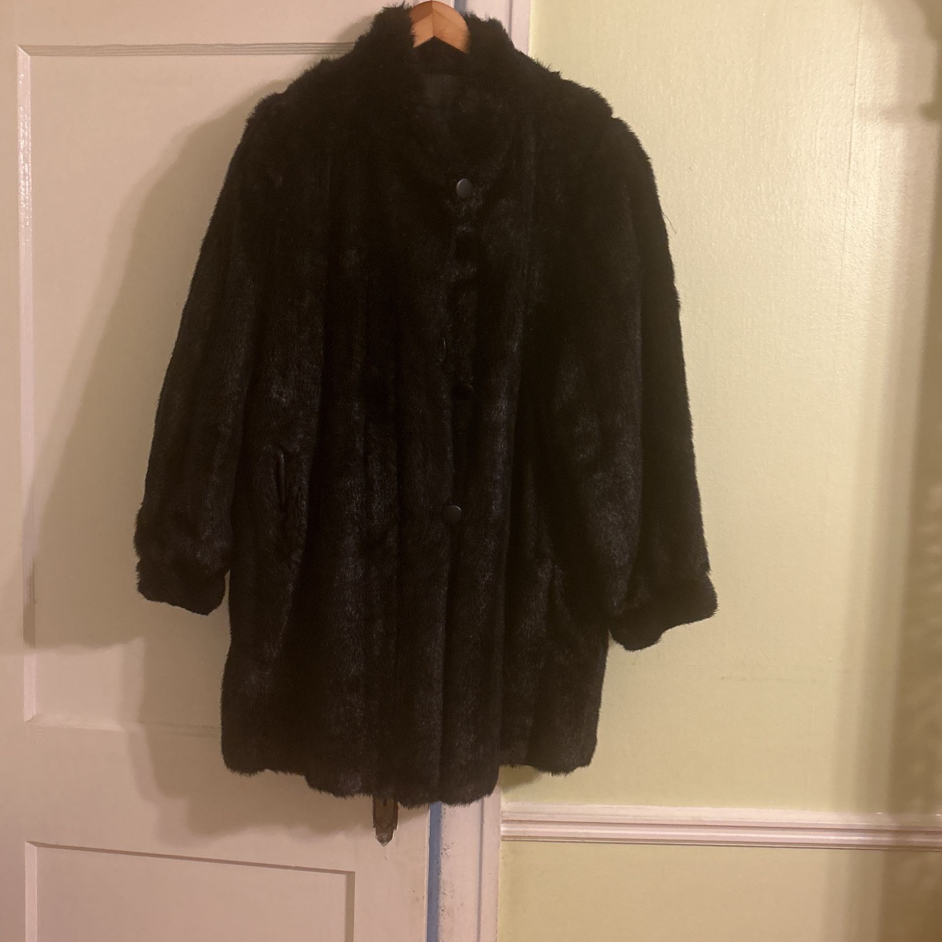 Beautiful Black Mink Like Fur Coat