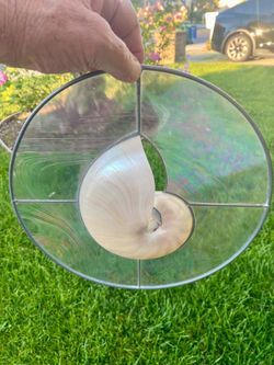 Nautilus Shell Leaded Glass Suncatcher