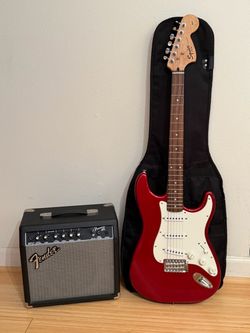 Fender Squier Stratocaster guitar bundle with Frontman 15G amp