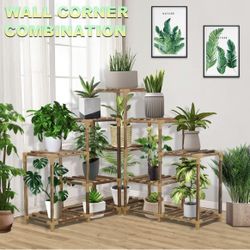 Tiers Plant Stand Indoor Outdoor, Large Wooden Plant Shelf Indoor Multi Tier Plant Display Organizer, Garden Flower Rack Plant Holder for Living Room 