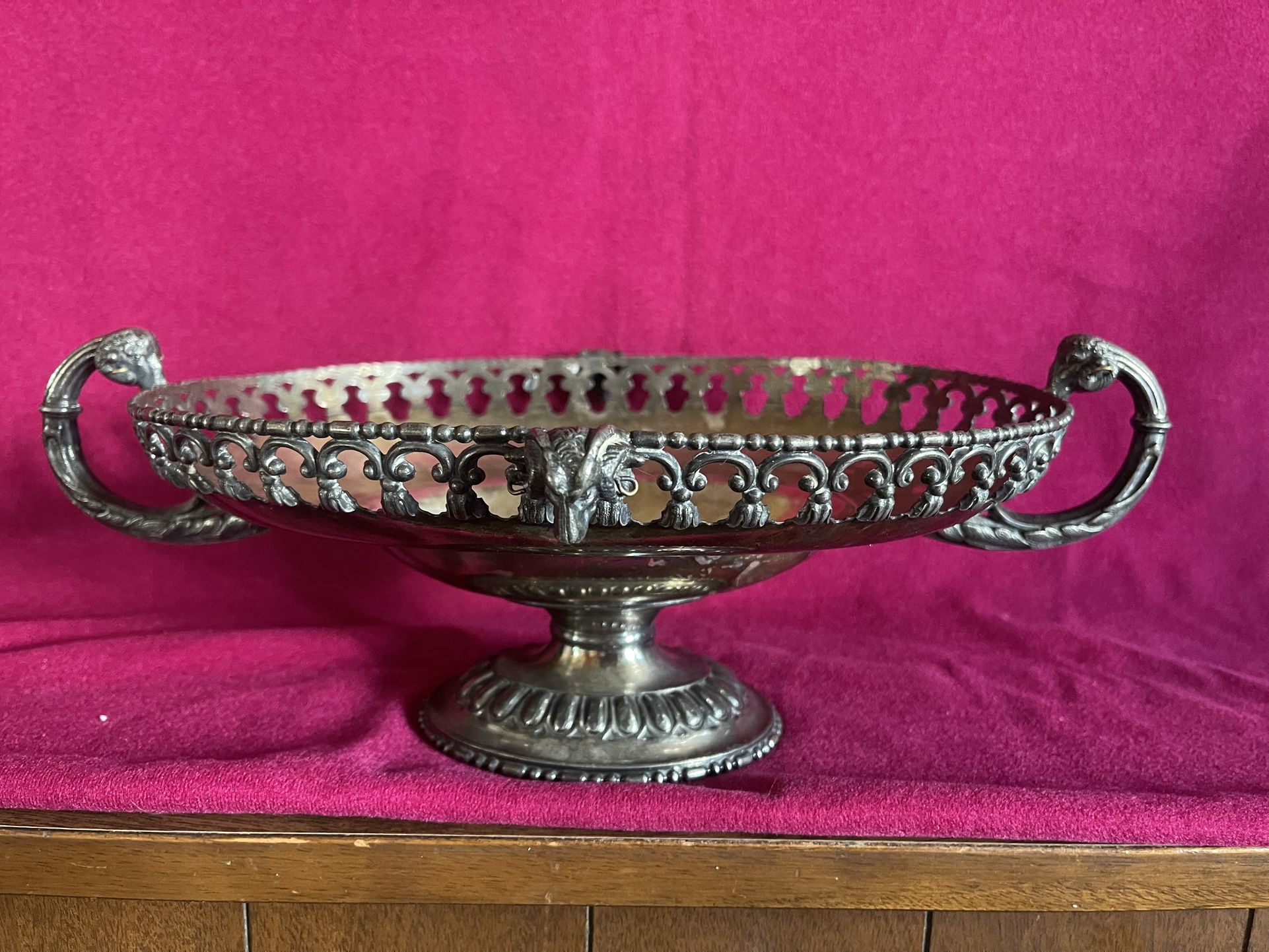 Vtg Antique Ram Head Figural Silver Plate BOWL